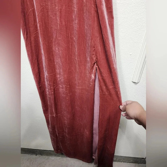 Lulus Promise of Forever Dusty Rose Velvet Column Maxi Dress XL Wedding Party - Picture 8 of 12